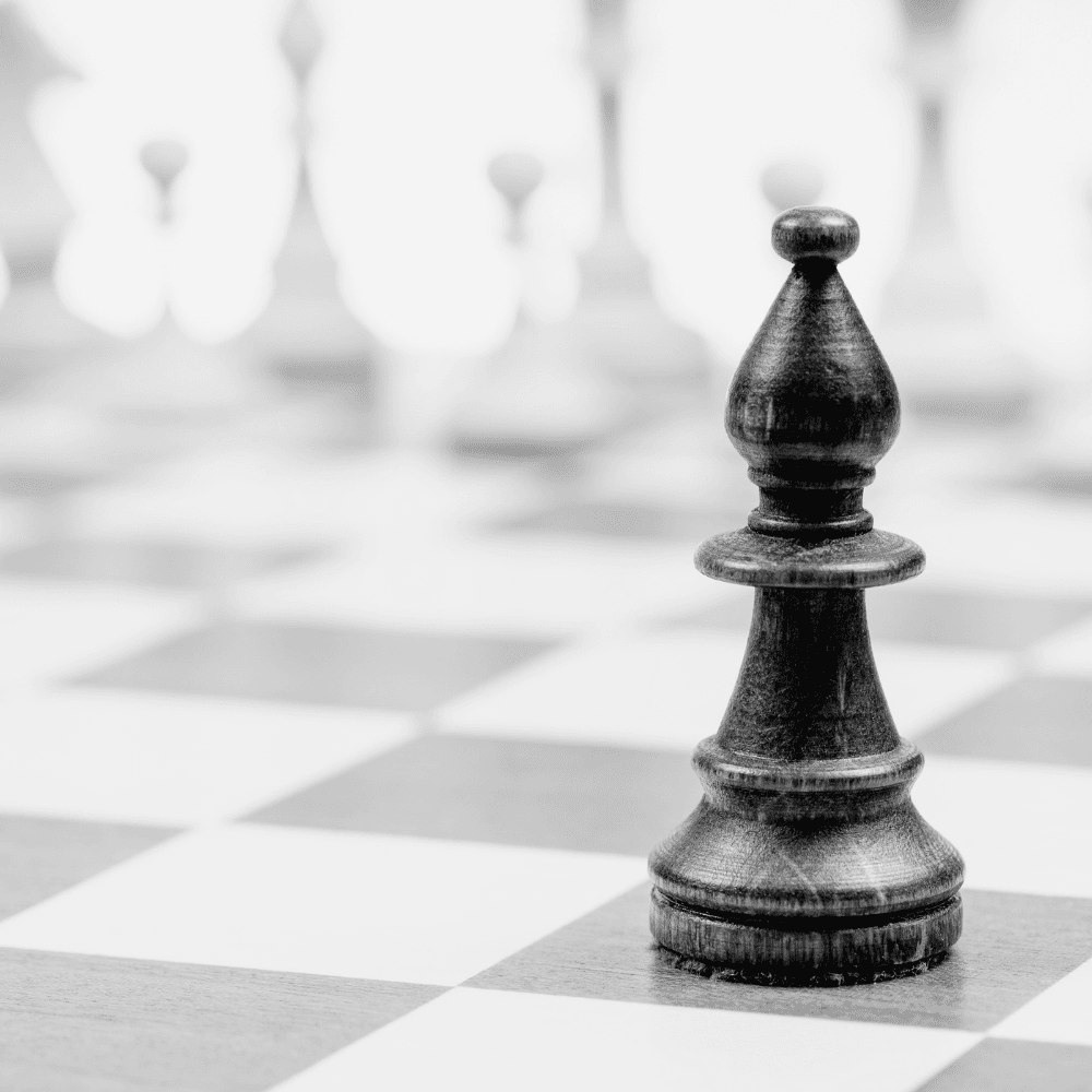 Black and white chess bishop piece